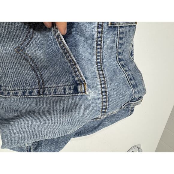 Vintage Levi's Jean Shorts Mens 36 Blue Denim 505 Orange Tab 90s Grunge Distress - Picture 12 of 13